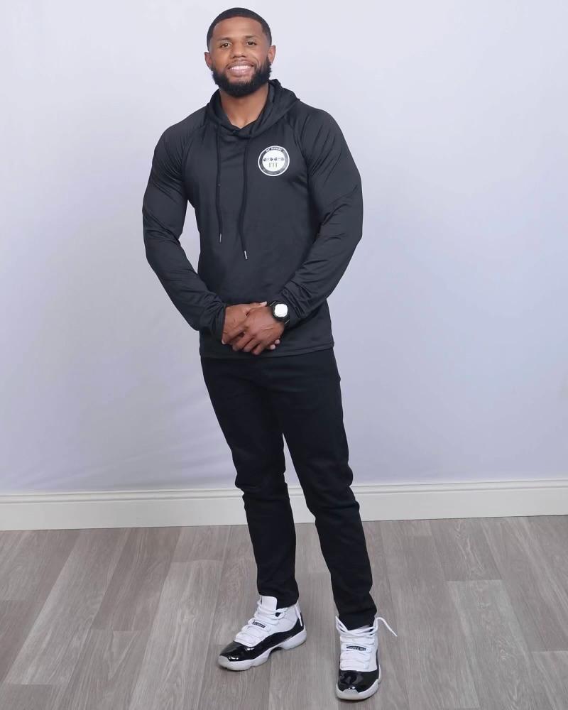 Men's Black Dry Fit Long Sleeve Athletic Hoodie