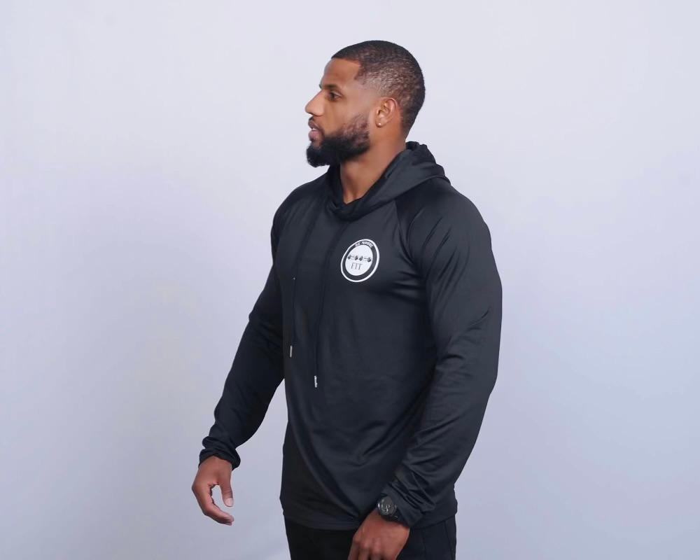 Men's Black Dry Fit Long Sleeve Athletic Hoodie