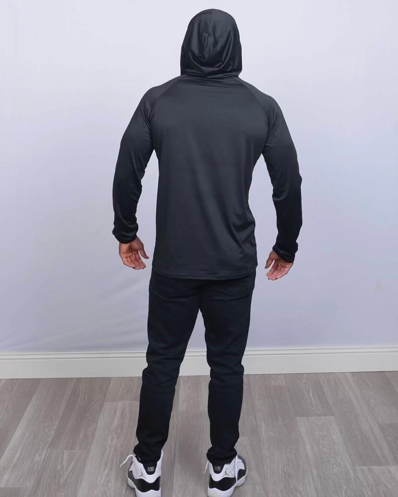 Men's Black Dry Fit Long Sleeve Athletic Hoodie