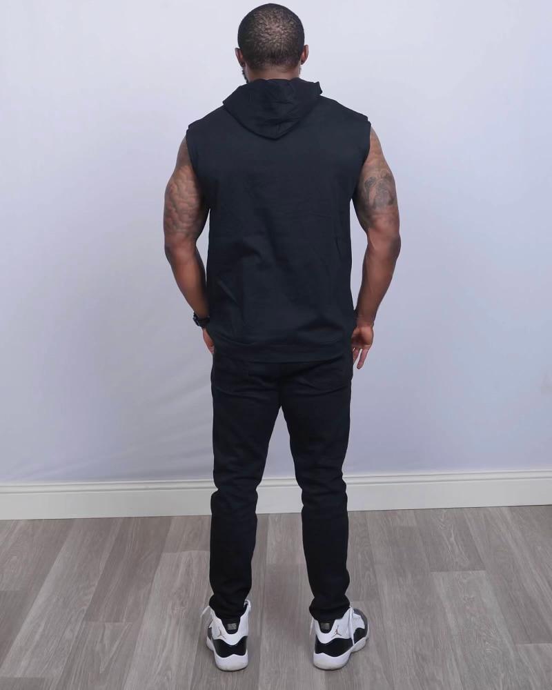 Men's Black Sleeveless Gym Hoodie