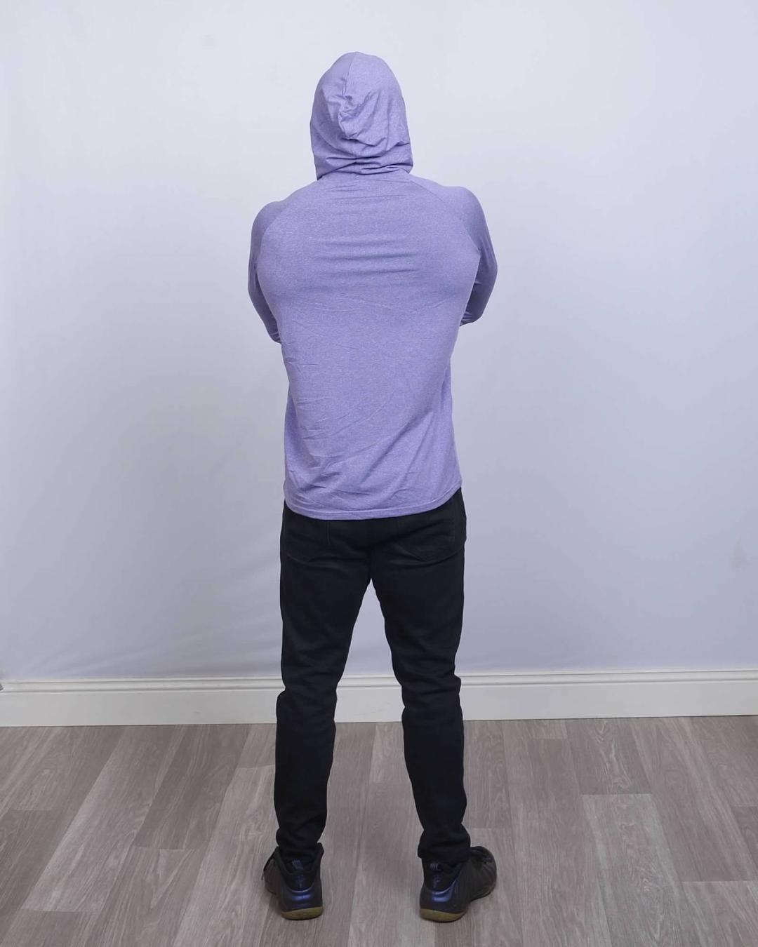 Men's Purple Dry Fit Long Sleeve Athletic Hoodie