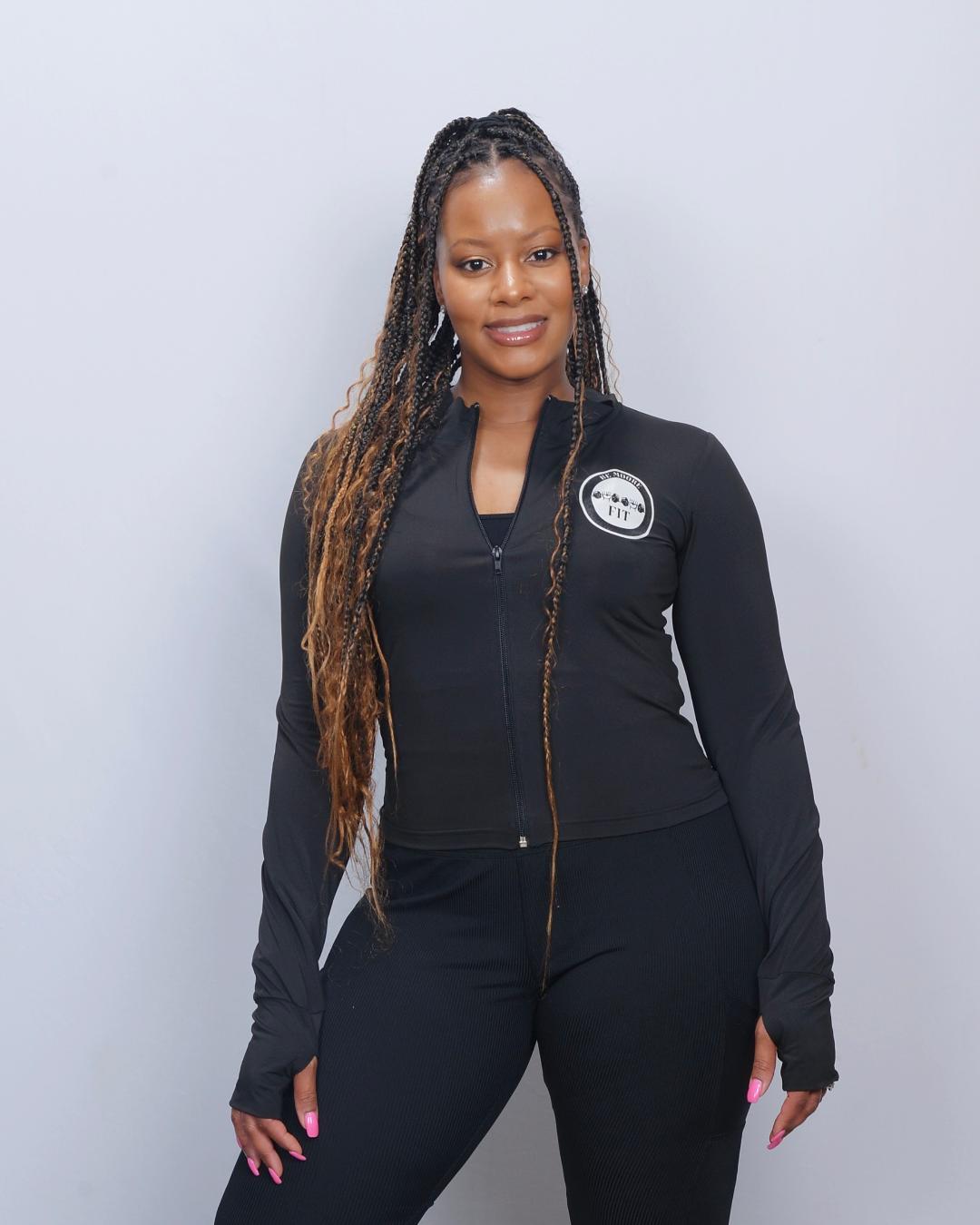 Women's Black Zip Up Lightweight Workout Athletic Jacket