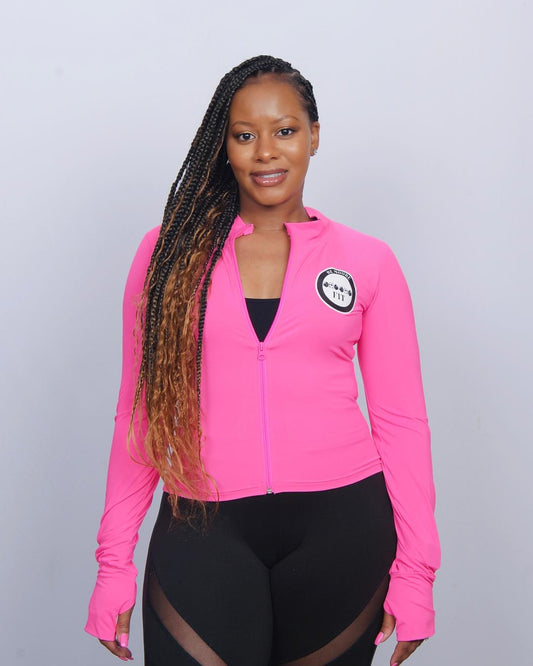 Women's Pink Zip Up Lightweight Workout Athletic Jacket